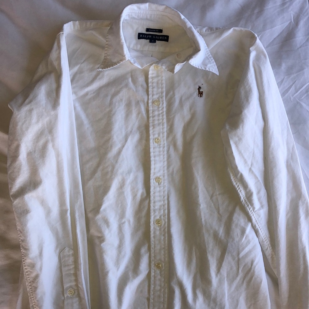 Ralph Lauren Classic Fit Button Up-White, size 8